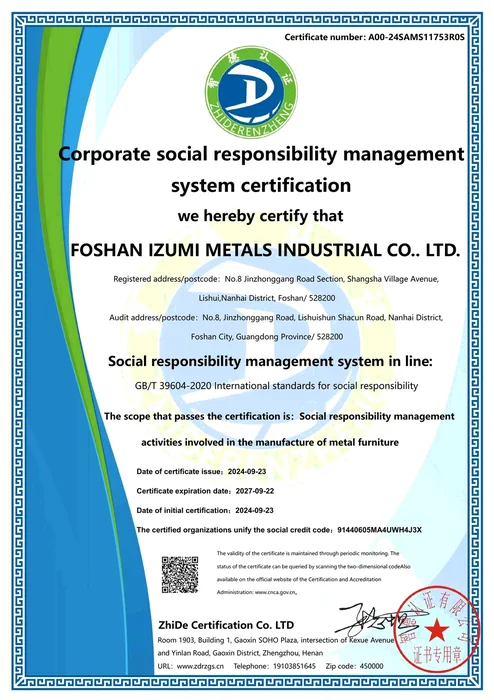SA8000 social responsibility certificate